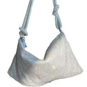 Knot Handle Rhinestones Evening Clutch - Crystal Bag